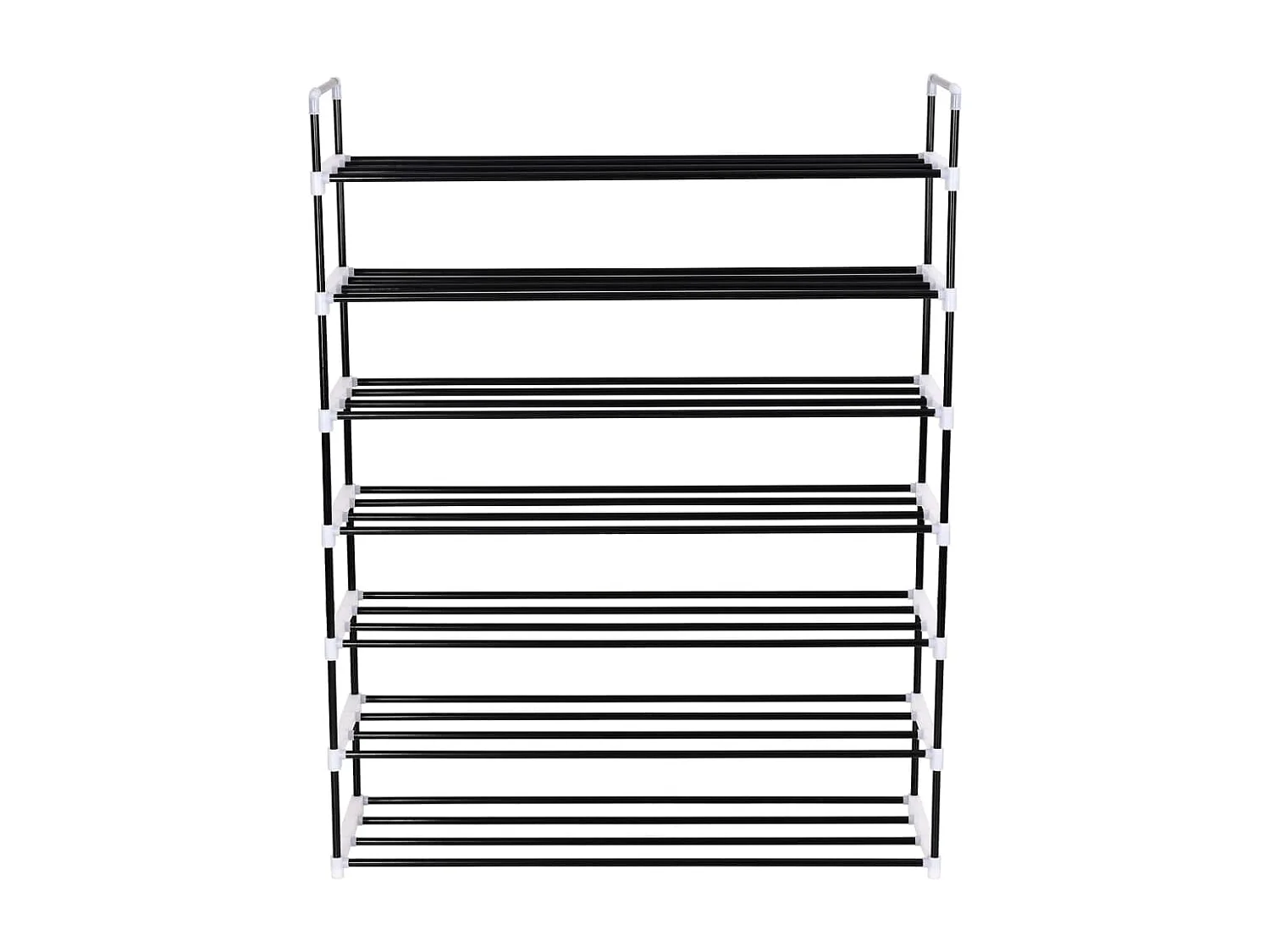 Scarpiera con 7 ripiani in metallo e plastica Nero