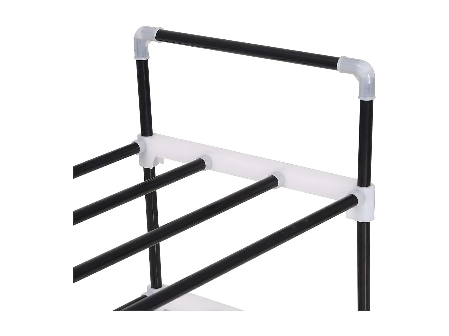 Scarpiera con 7 ripiani in metallo e plastica Nero