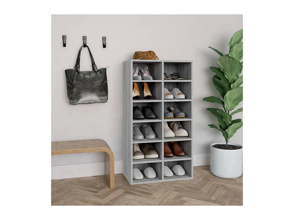 Étagère à chaussures Sonoma gris 54x34x100,5 cm Bois ingénierie