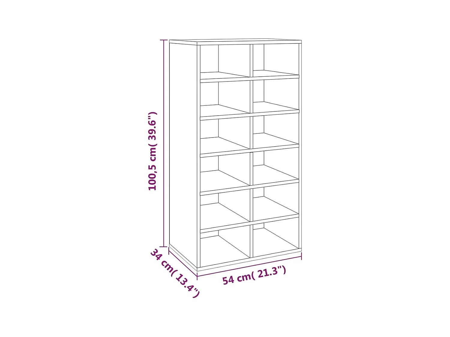 Étagère à chaussures Sonoma gris 54x34x100,5 cm Bois ingénierie
