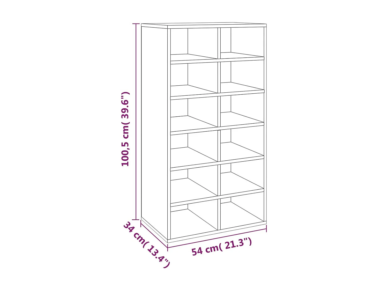 Schuhregal Sonoma grau 54x34x100,5 cm Holzwerkstoff