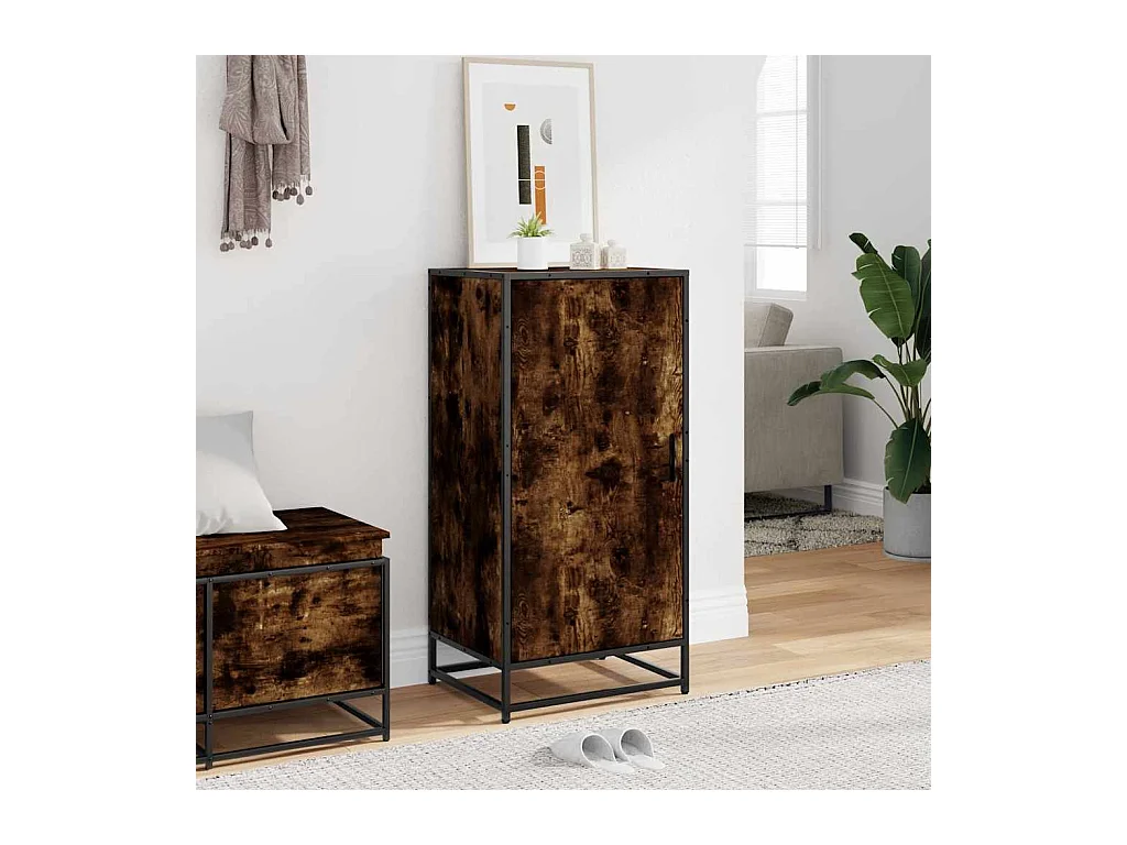 Étagère à chaussures chêne fumé 48x38x97,5 cm bois d'ingénierie