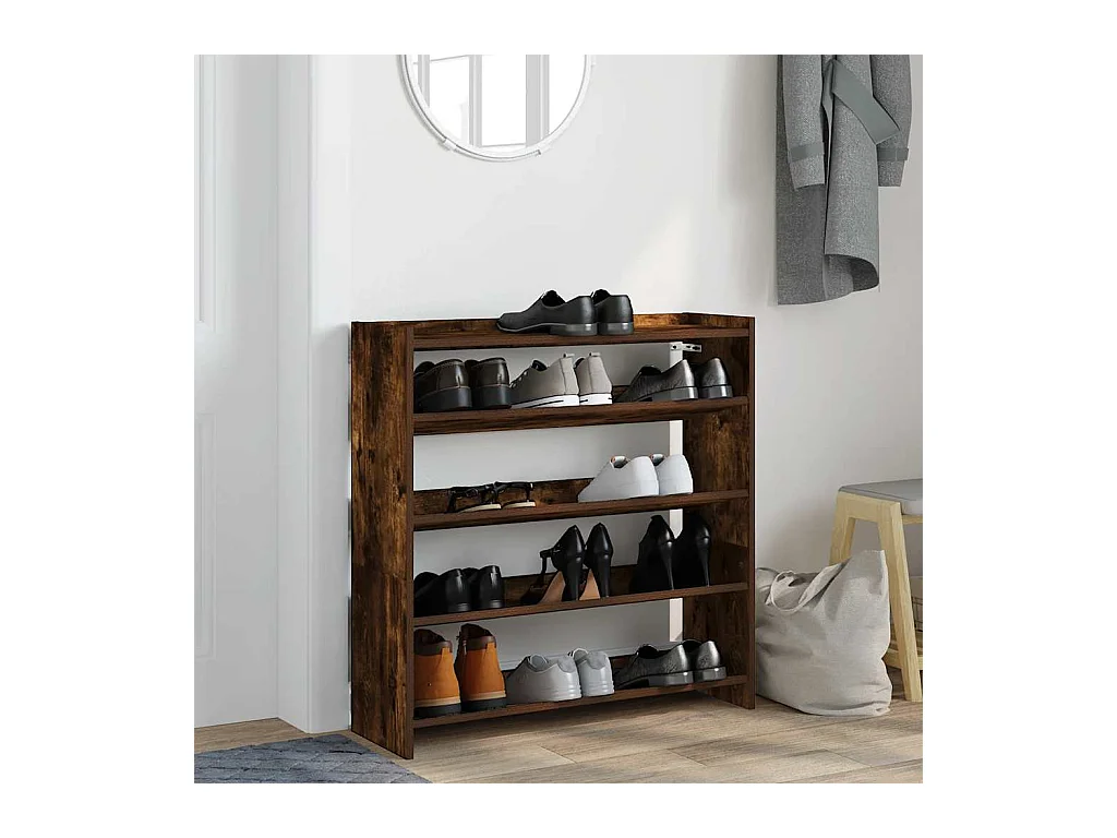 Étagère à chaussures chêne fumé 80x25x81 cm bois d'ingénierie
