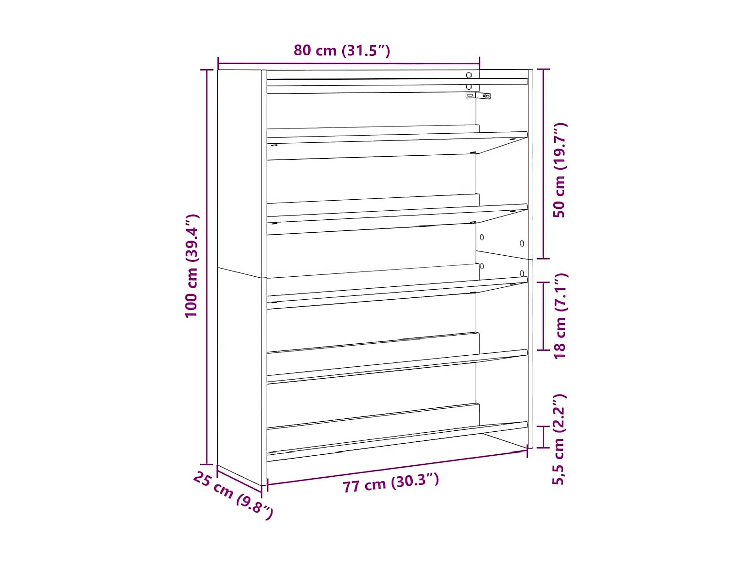 Étagère à chaussures gris béton 80x25x100 cm bois d'ingénierie