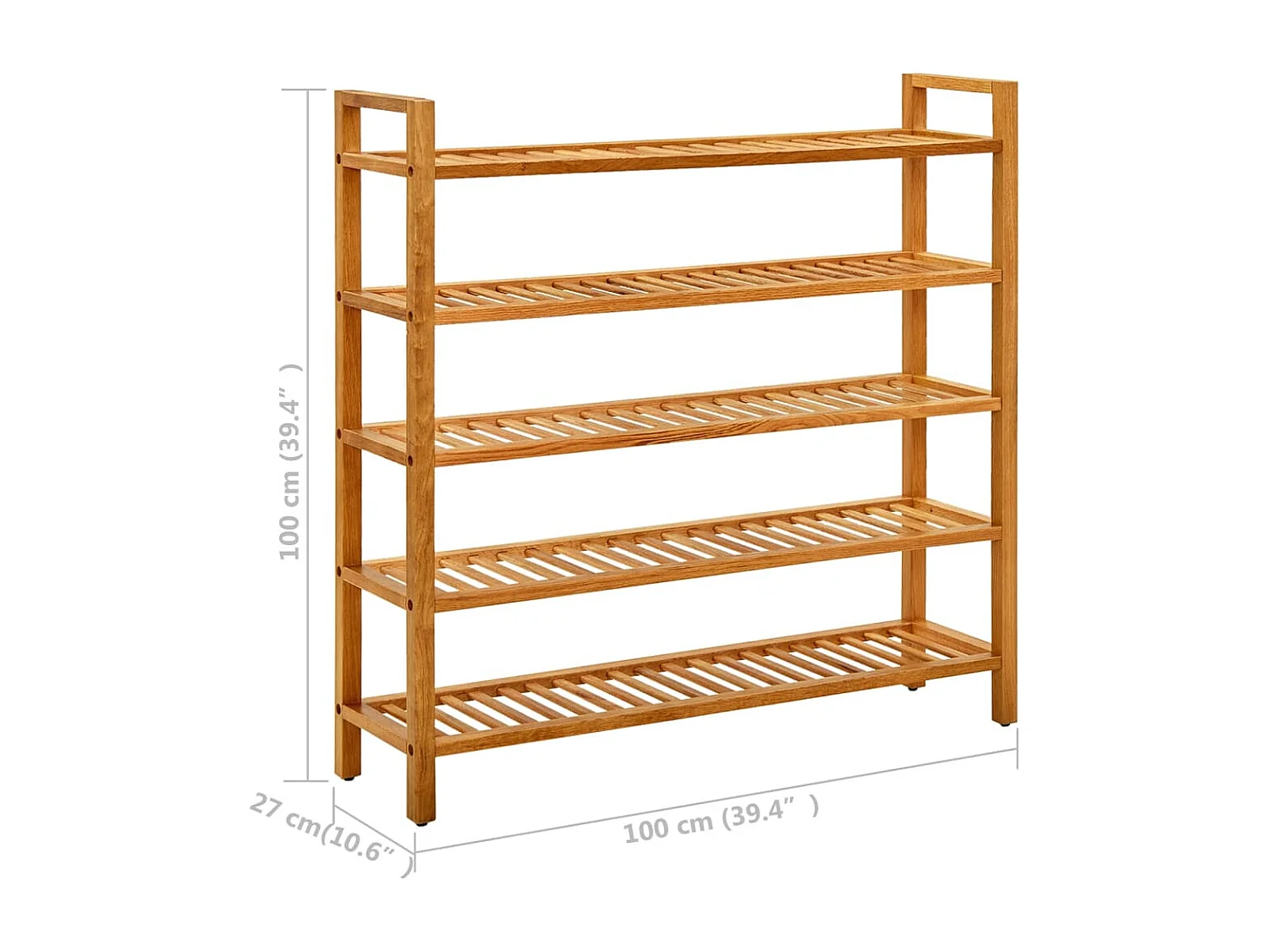 Zapatero de 5 niveles 100x27x100 cm Roble macizo