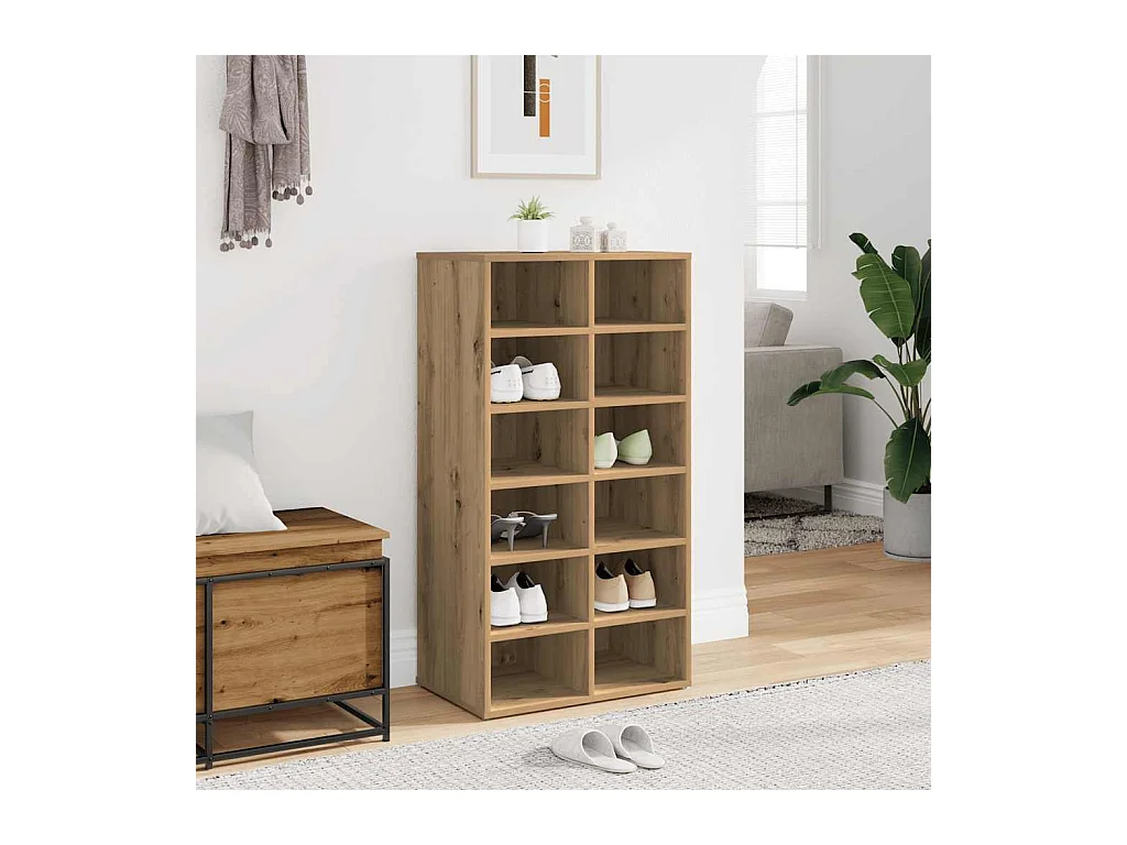 Étagère à chaussures chêne artisanal bois d'ingénierie