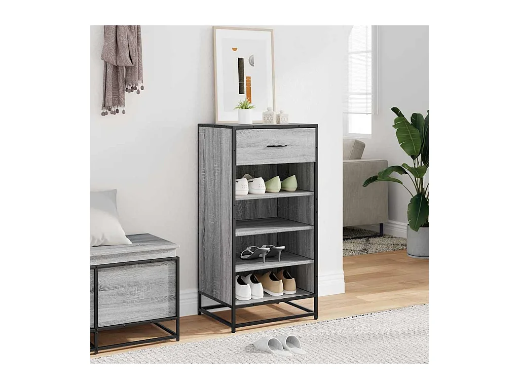 Scarpiera Sonoma grigia 48x38x97,5 cm in legno ingegnerizzato