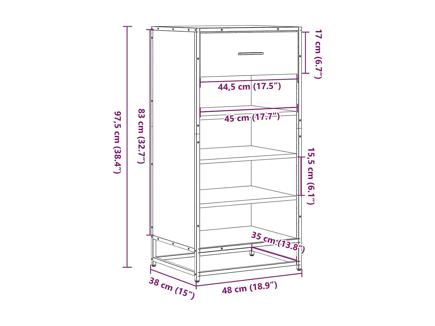 Zapatero gris Sonoma 48x38x97,5 cm madera de ingeniería