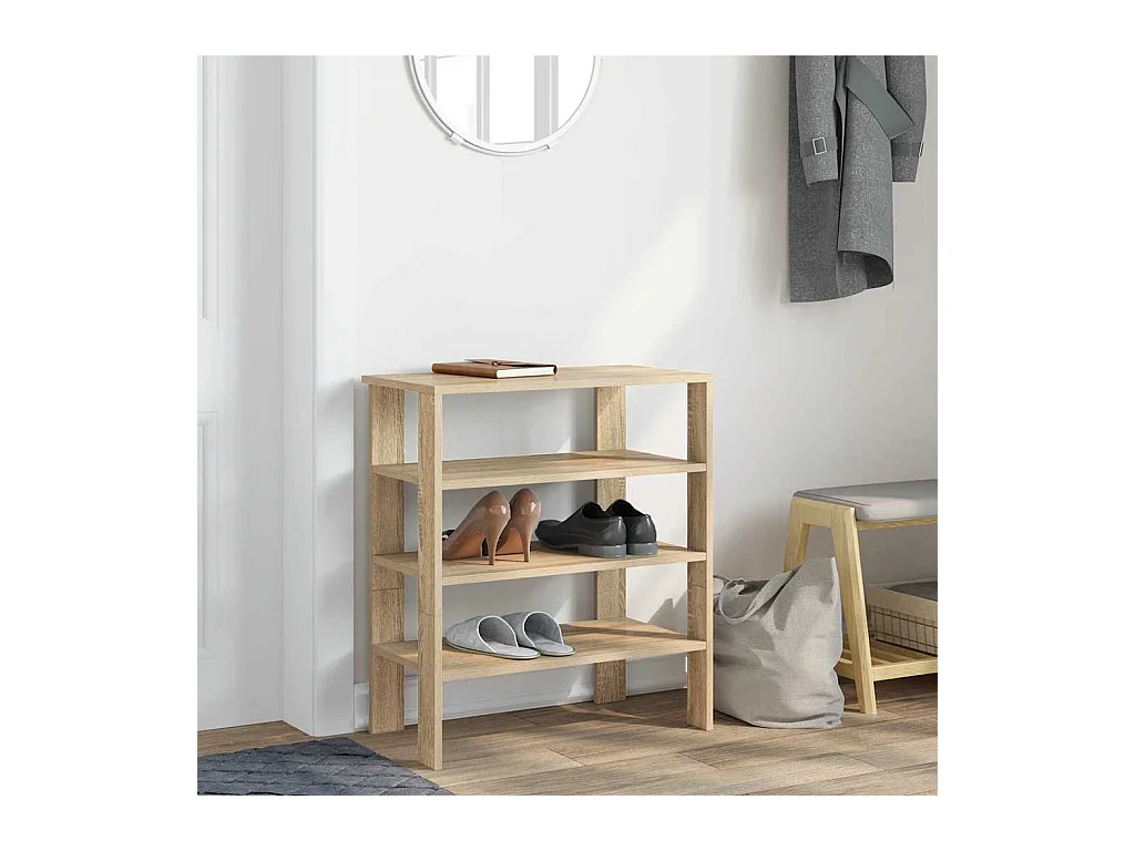 Étagère à chaussures chêne sonoma 61x32x70 cm bois d'ingénierie