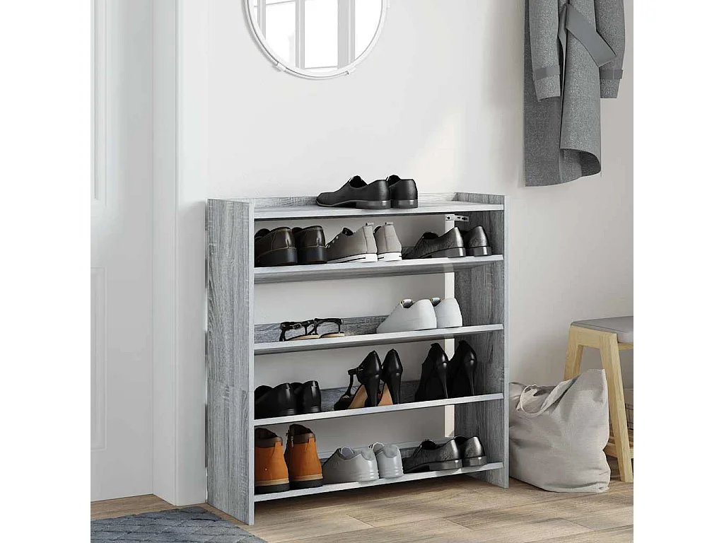 Étagère à chaussures sonoma gris 80x25x81 cm bois d'ingénierie