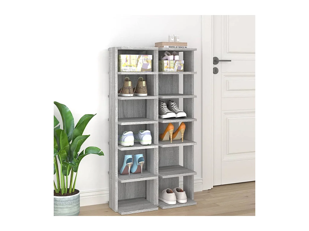 Zapatero 2 uds Sonoma gris 27,5x27x102 cm