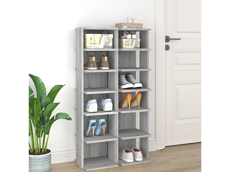 Étagères à chaussures 2 pcs Sonoma gris 27,5x27x102 cm