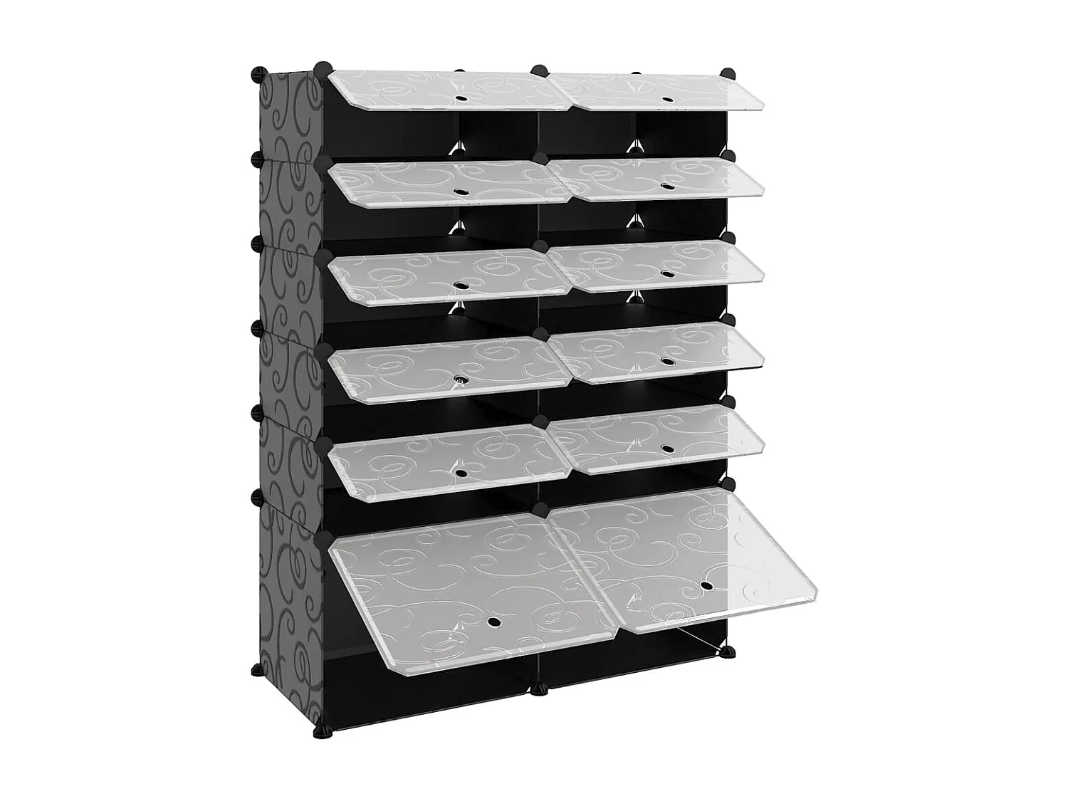 Zwarte schoenenrek 94x37x125 cm PP