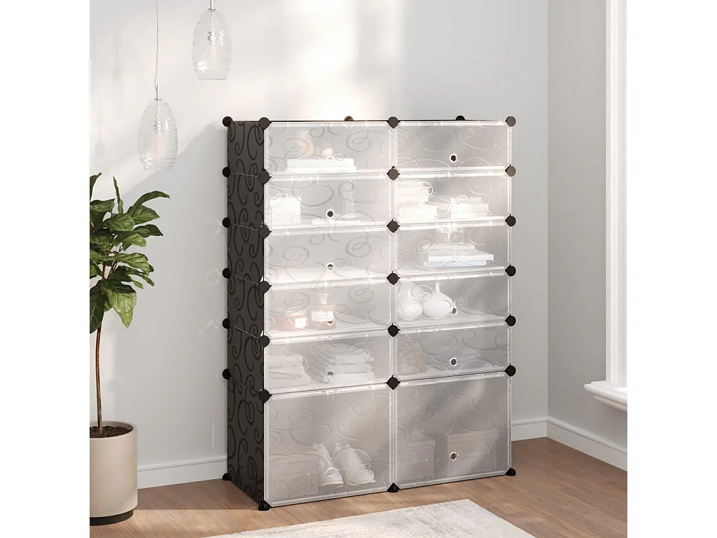 Étagère à chaussures Noir 94x37x125 cm PP