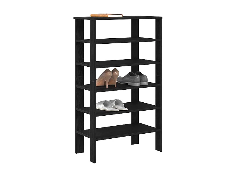 Zwarte schoenenrek 61x32x105 cm bewerkt hout