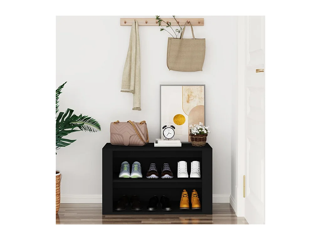 Scarpiera nera 75x35x45 cm Legno ingegnerizzato