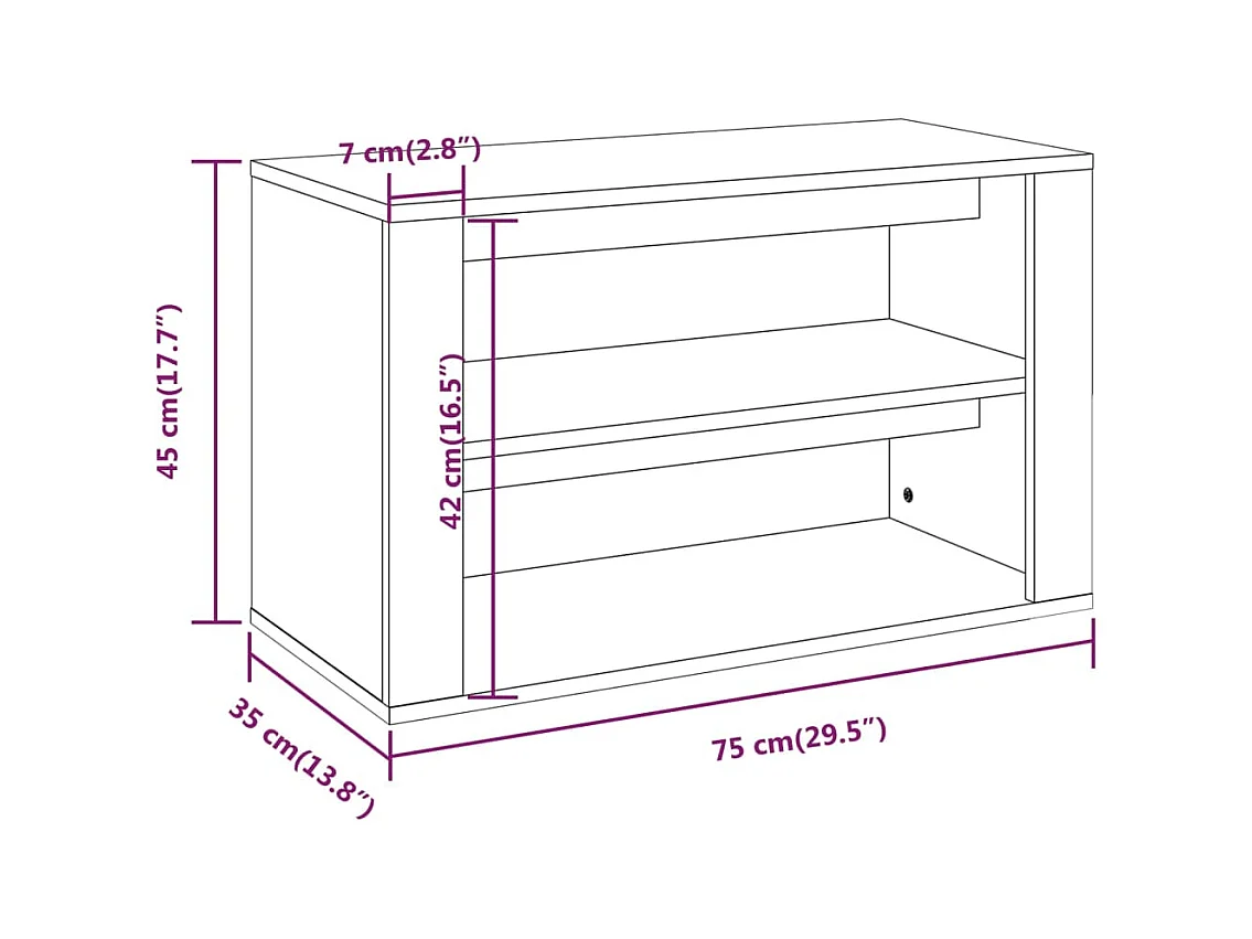 Scarpiera nera 75x35x45 cm Legno ingegnerizzato