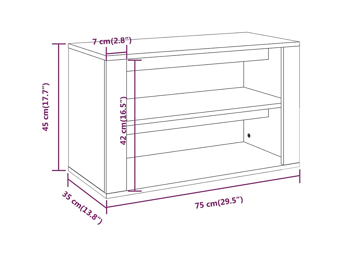 Scarpiera nera 75x35x45 cm Legno ingegnerizzato