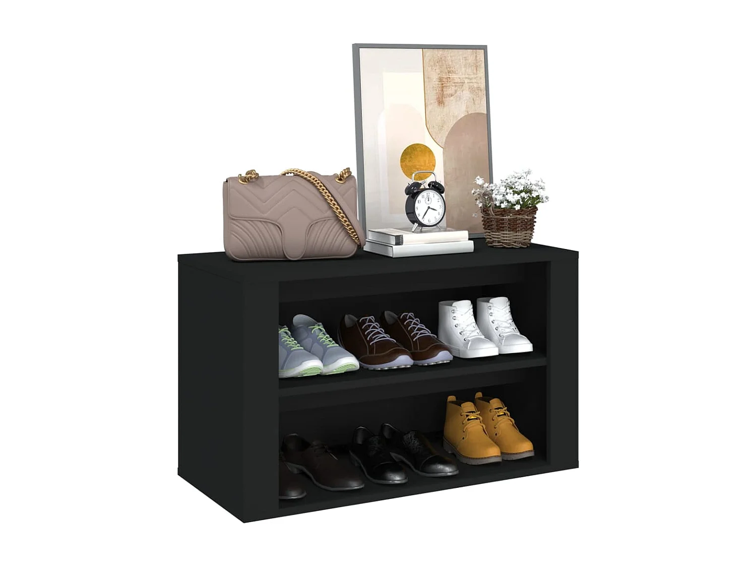 Étagère à chaussures Noir 75x35x45 cm Bois d'ingénierie