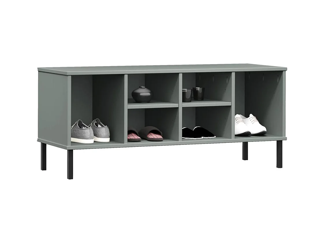 Schoenenrek met metalen poten, grijs, 106x35x45 cm, OSLO hout