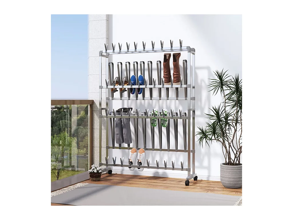 Scarpiera con ruote Silver 89x27x120 cm