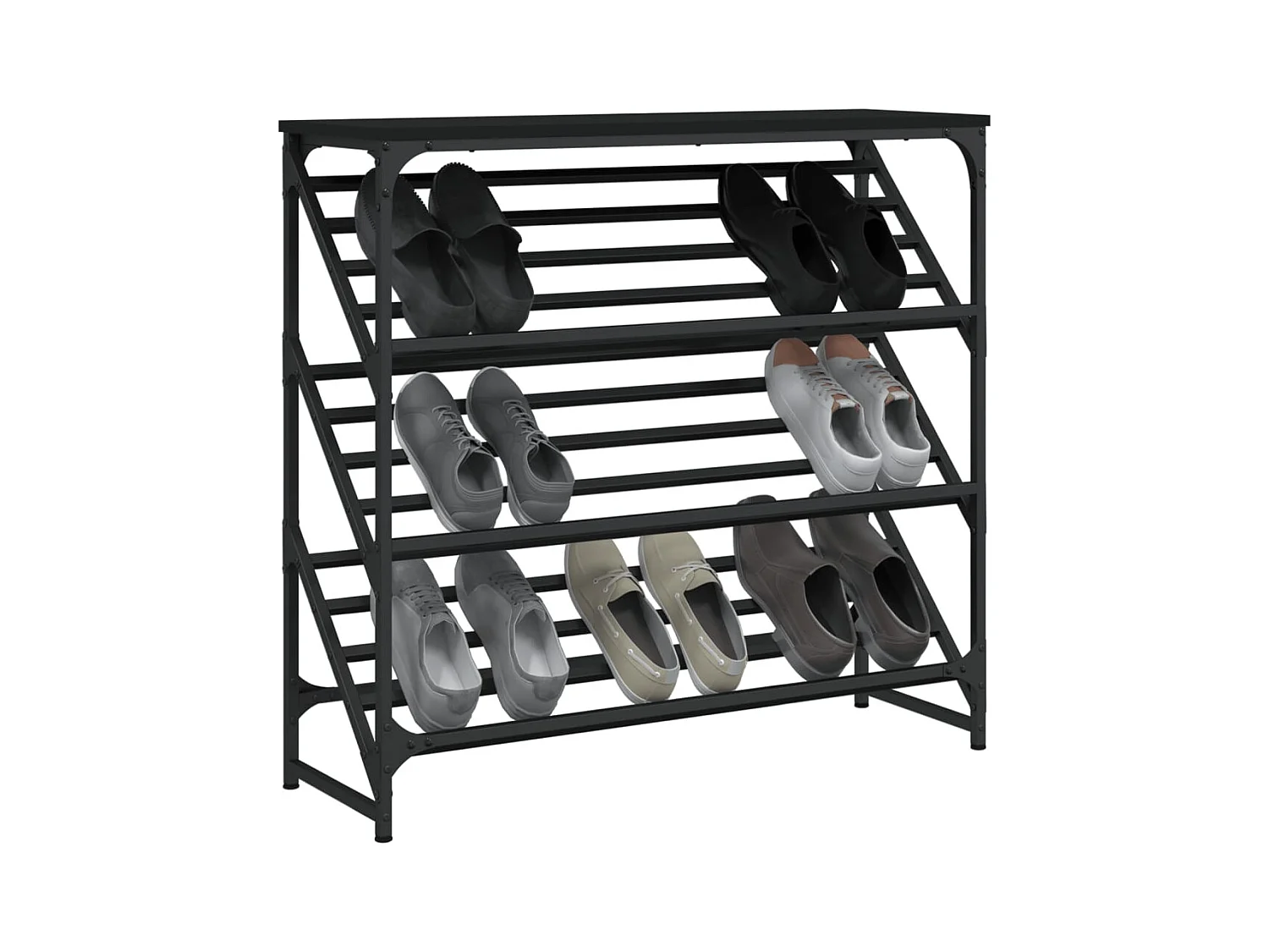 Étagère à chaussures noir 90x30x85 cm bois d'ingénierie