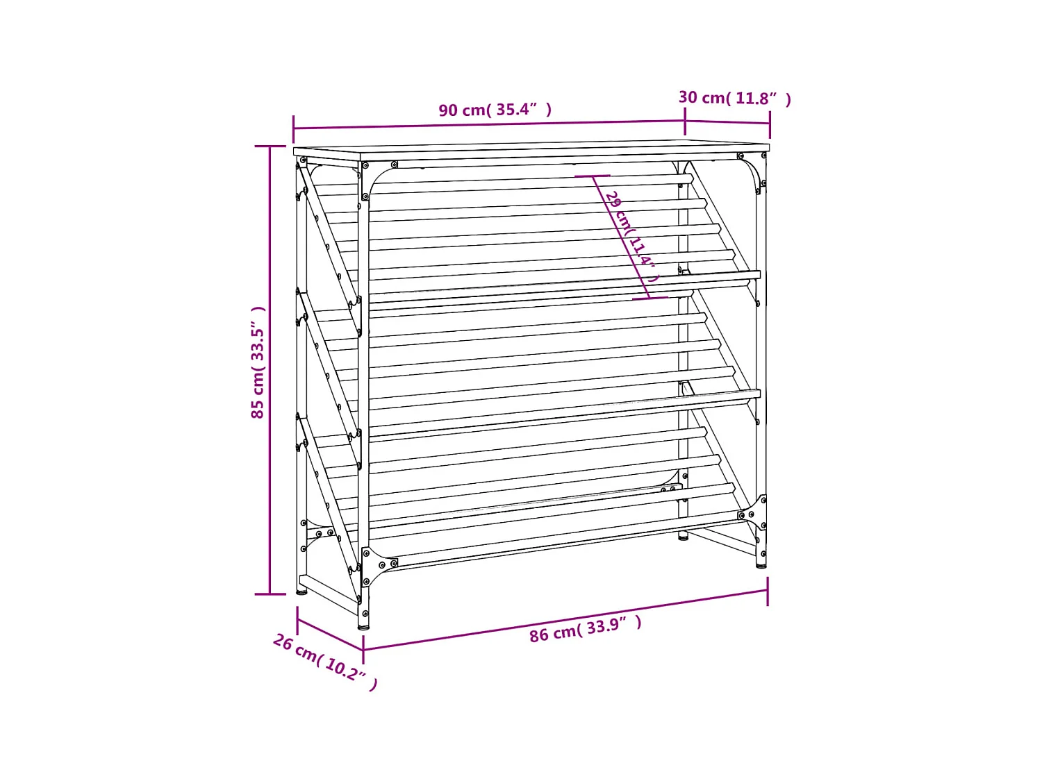 Étagère à chaussures noir 90x30x85 cm bois d'ingénierie
