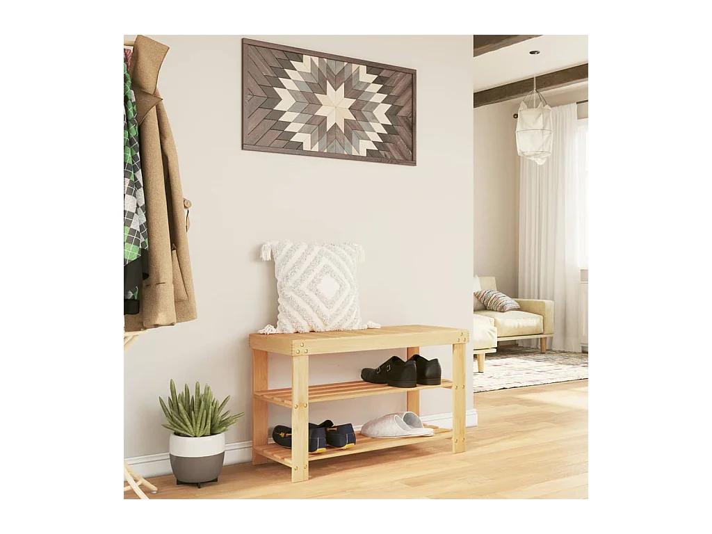 Étagère à chaussures 3 niveaux 70x27,5x45 cm bambou