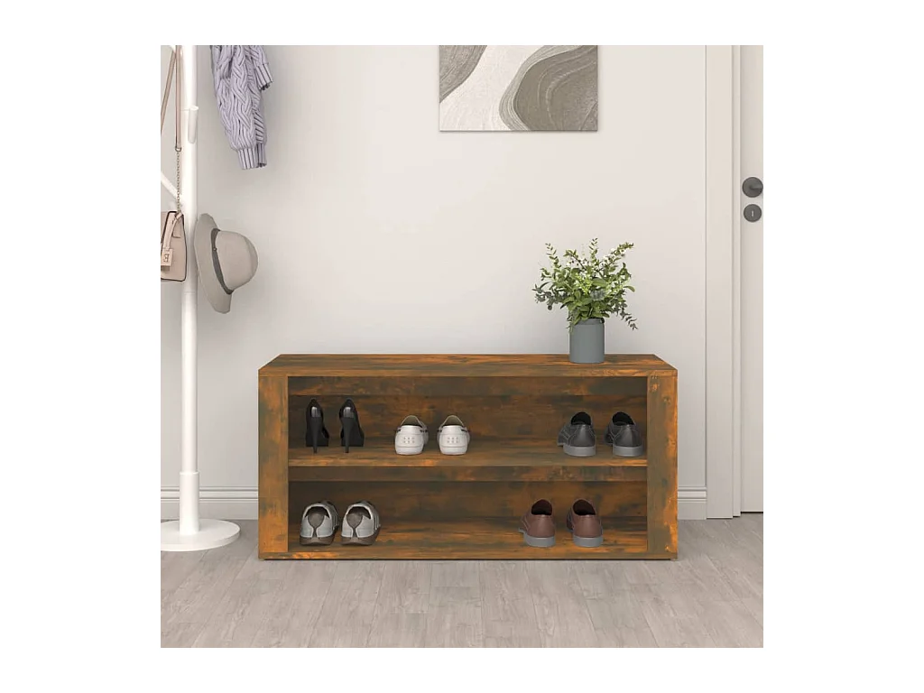Étagère à chaussures Chêne fumé 100x35x45 cm Bois d'ingénierie