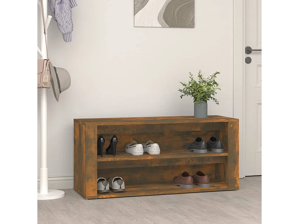 Zapatero de roble ahumado 100x35x45 cm Madera de ingeniería