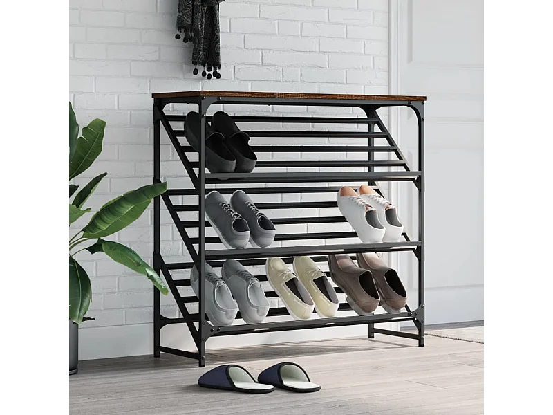 Schuhregal Eiche braun 90x30x85 cm Holzwerkstoff