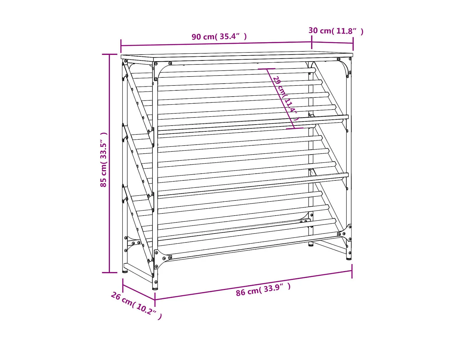 Zapatero roble marrón 90x30x85 cm madera de ingeniería