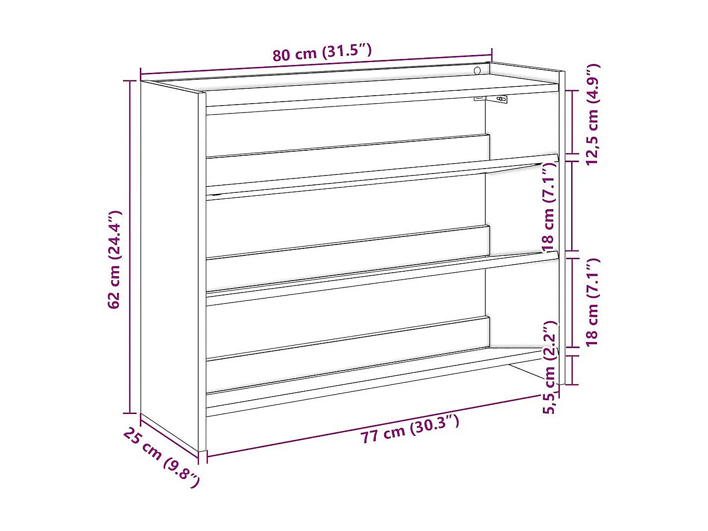 Étagère à chaussures gris béton 80x25x62 cm bois d'ingénierie