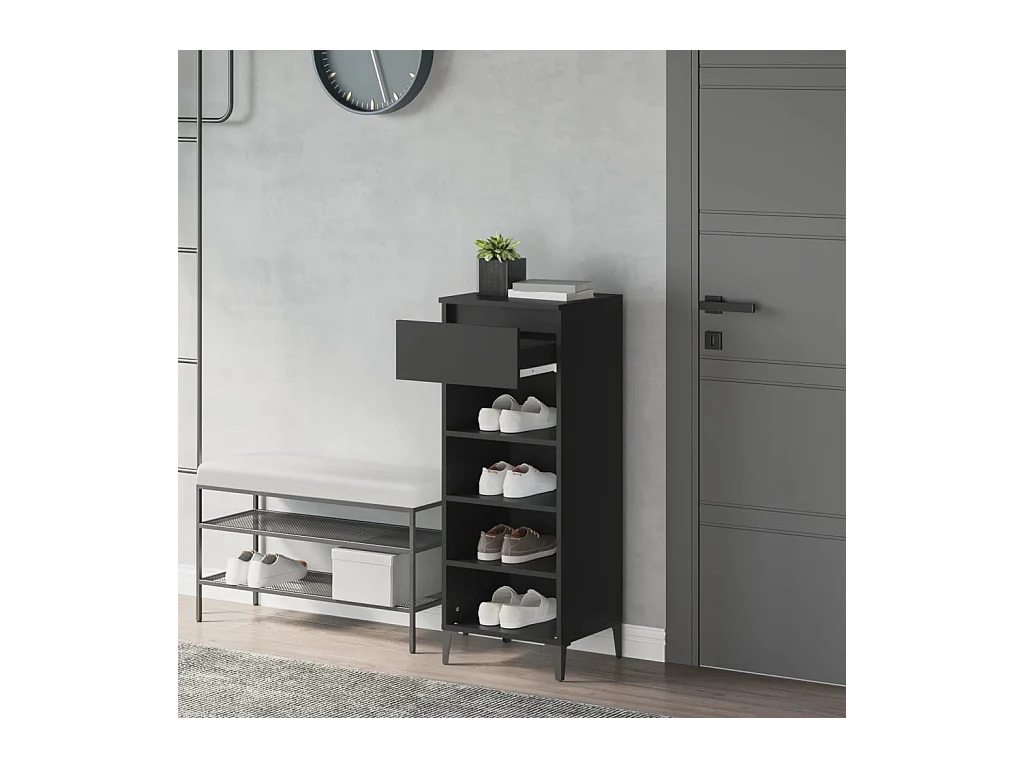 Zwarte schoenenrek 40x36x105 cm Technisch hout