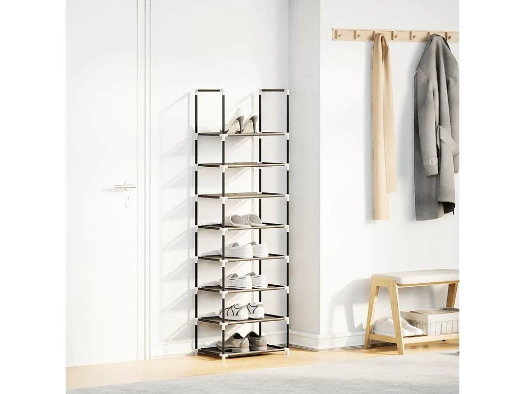 Étagère à chaussures 8 niveaux 44x28x145 cm tissu non-tissé