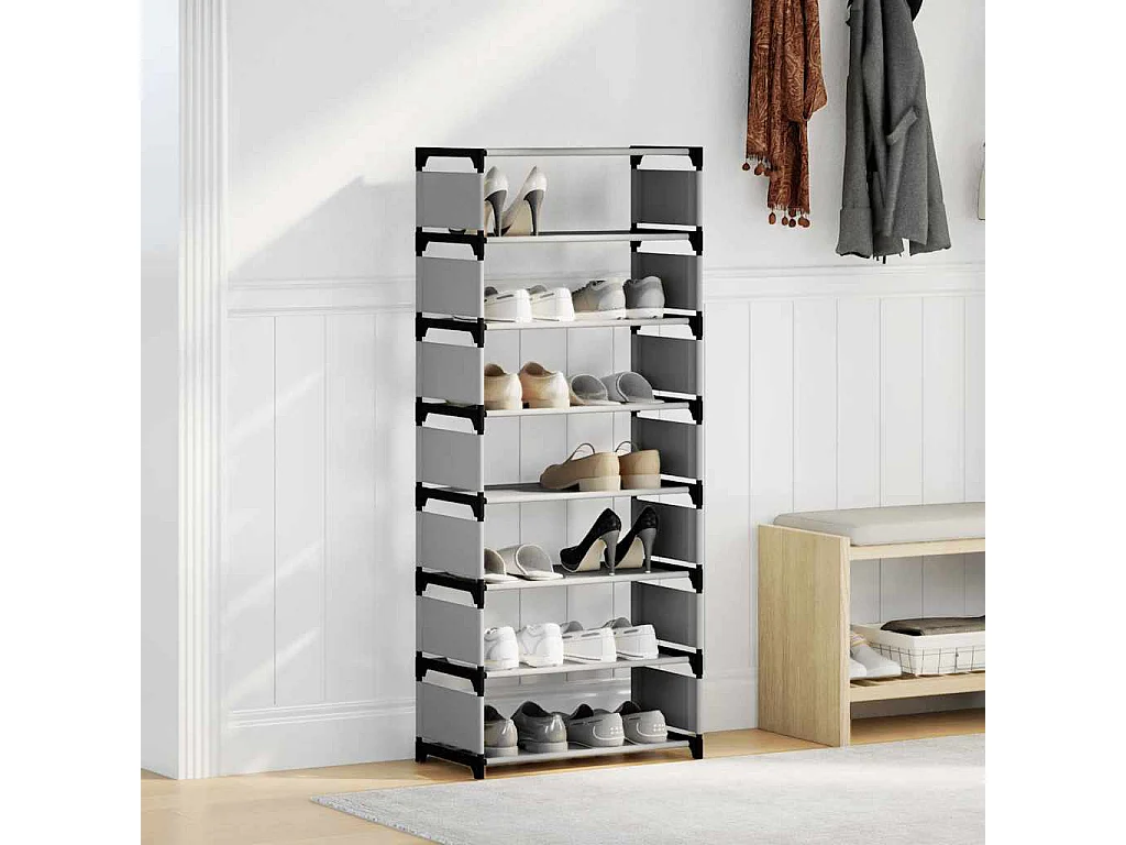 Zapatero de 8 niveles gris 54x28x124cm tela no tejida