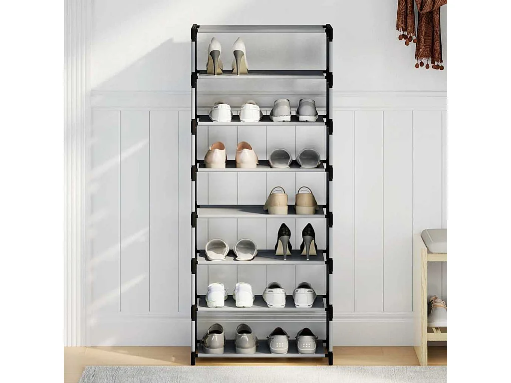 Zapatero de 8 niveles gris 54x28x124cm tela no tejida