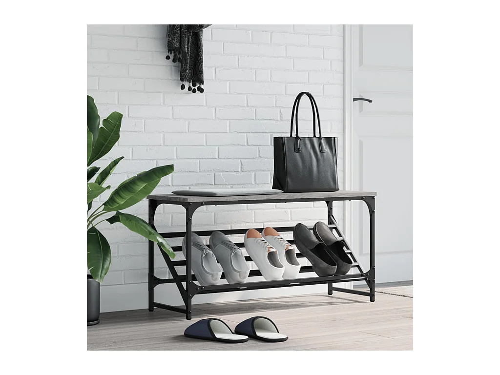 Sonoma grijs schoenenrek 90x30x45 cm bewerkt hout