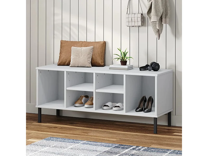 Schoenenrek metalen poten Wit 106x35x45cm Hout OSLO