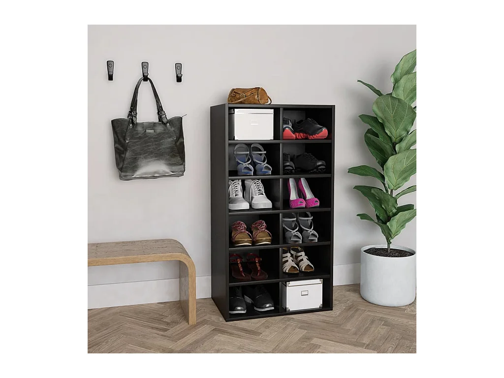 Zwarte schoenenrek 54x34x100,5 cm Technisch hout