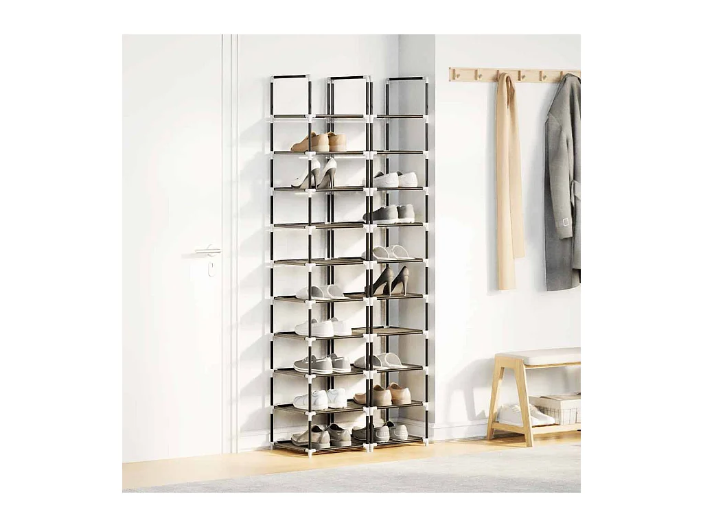 Schoenenrekken 2 stuks 10 niveaus 33x33x174cm non-woven stof