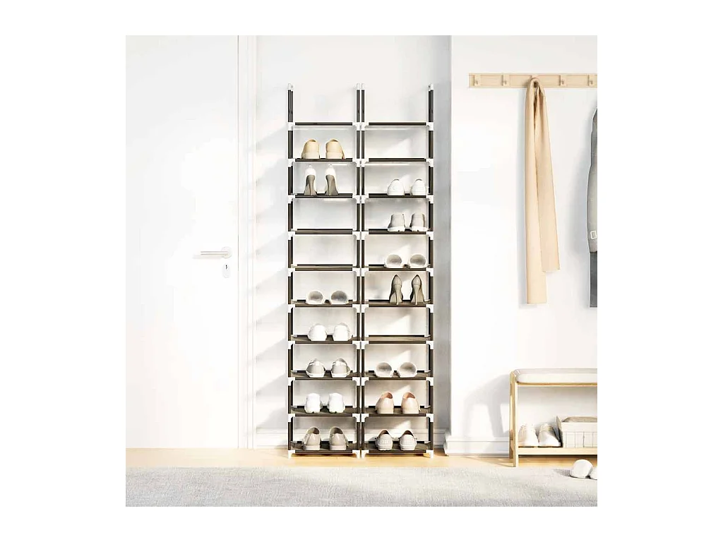 Schoenenrekken 2 stuks 10 niveaus 33x33x174cm non-woven stof