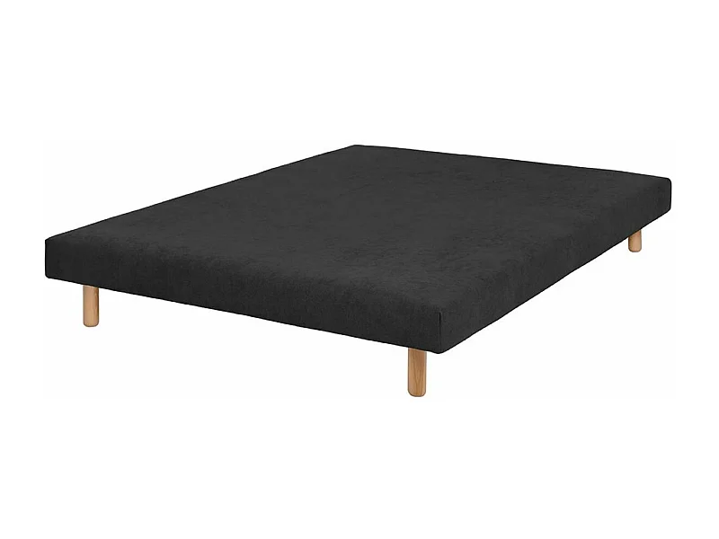 Sommier tapissier 140x190 cm bois massif noir HABBY