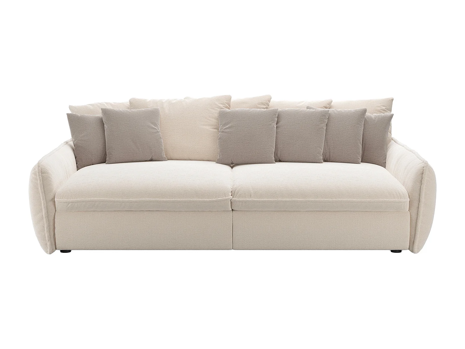 Canapé 4 places confort assise profonde en tissu chenille beige GIANOLA de Maison Céphy