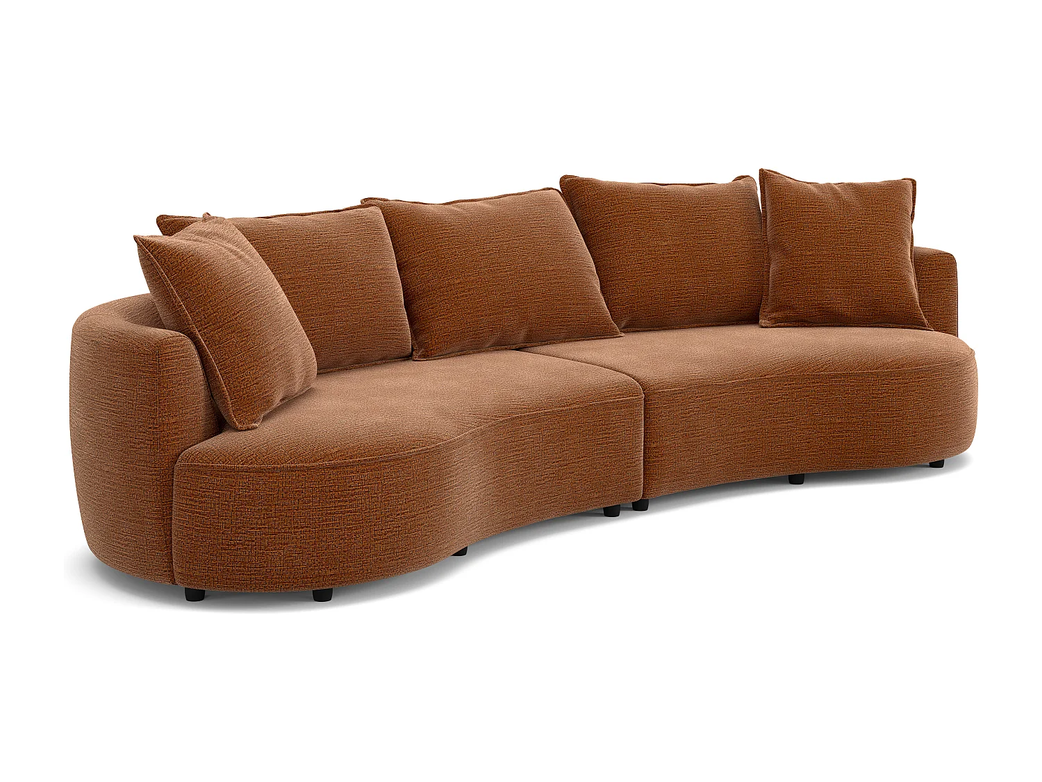 Canapé 4 places en tissu chenille terracotta CEPRANO de Maison Céphy