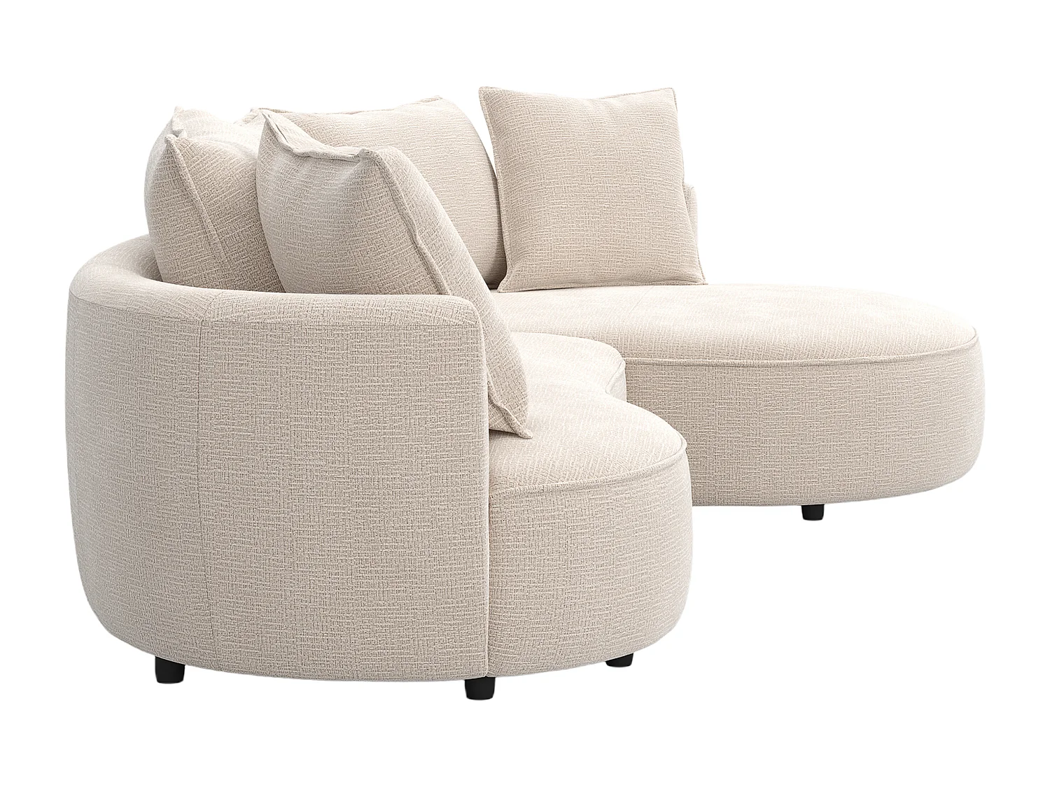 Canapé d'angle droit en tissu chenille beige CEPRANO de Maison Céphy