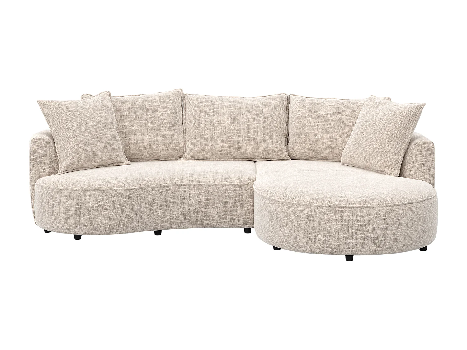 Canapé d'angle droit en tissu chenille beige CEPRANO de Maison Céphy