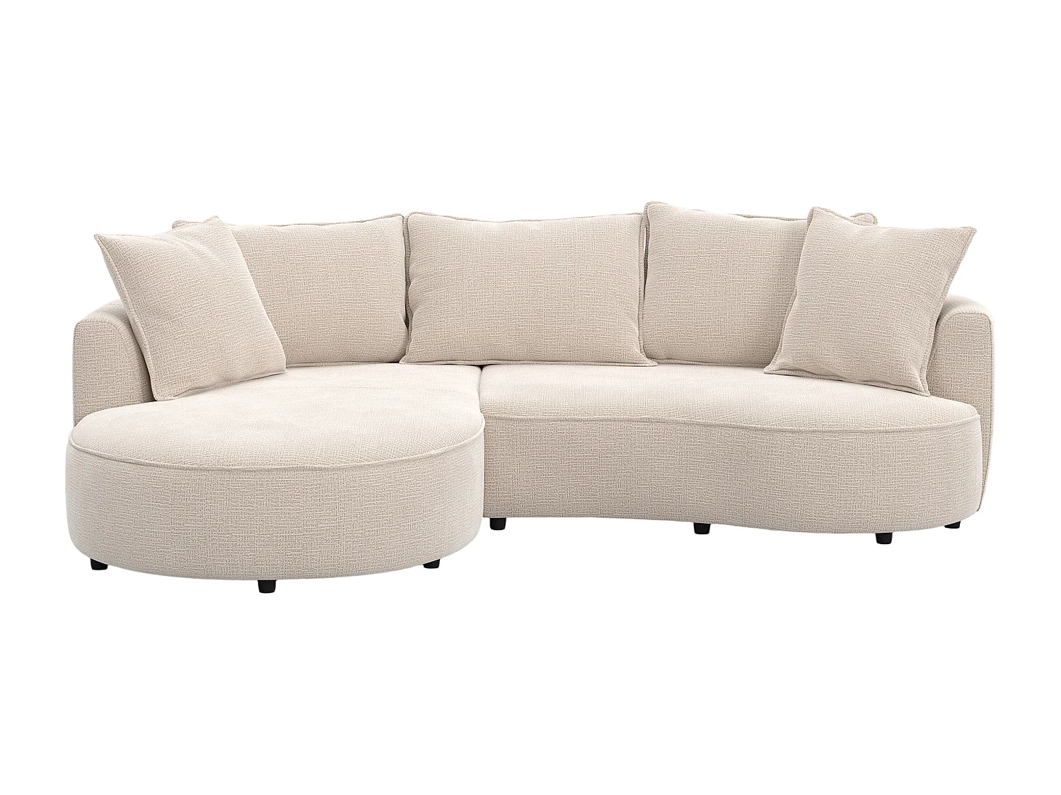 Divano angolare sinistro in tessuto ciniglia beige CEPRANO di Maison Céphy