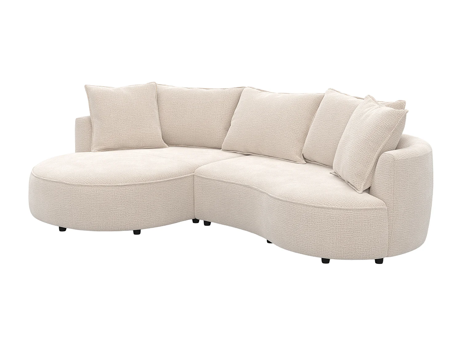 Divano angolare sinistro in tessuto ciniglia beige CEPRANO di Maison Céphy