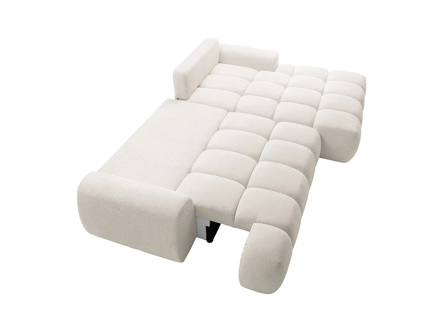 Canapé d'angle droit convertible en tissu chenille beige FARNETA